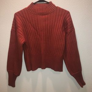 burnt orange, turtleneck sweater